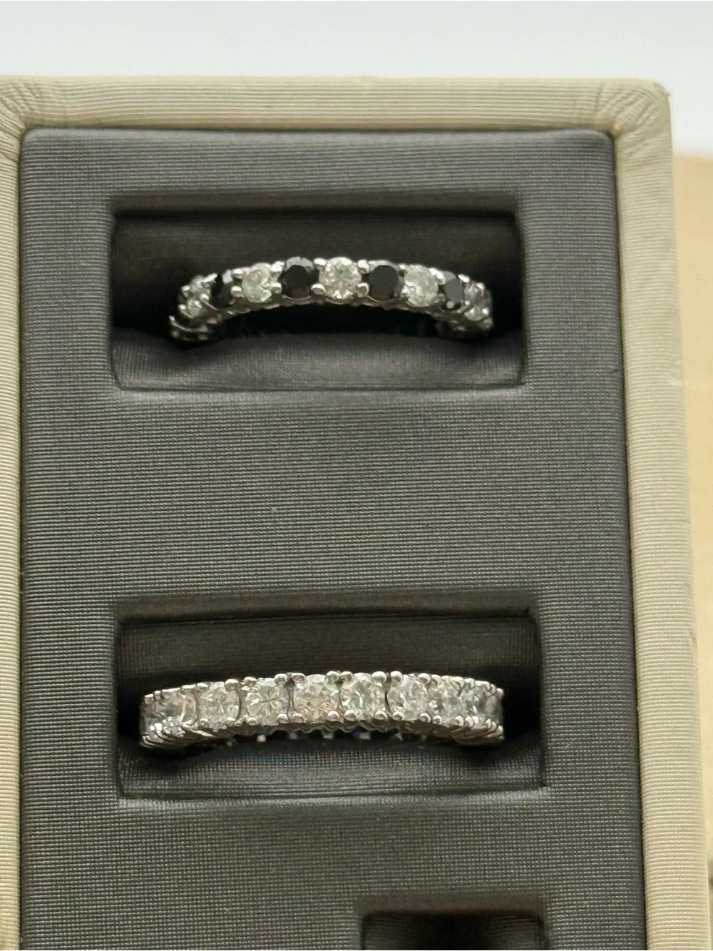 Set of two Black and White Eternity Band Set